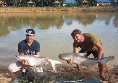 Brothers Tim & John bring two Mekong Catfish within seconds of each other